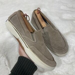 Sperry Top-Sider Largo Slip On Mens 9 M Taupe Suede Perforated Sneakers Preppy